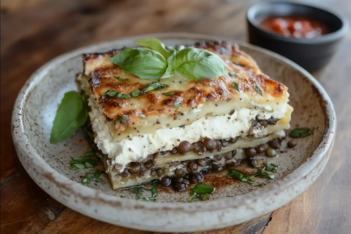 Meat-Free Lasagna with Lentils and Mushrooms