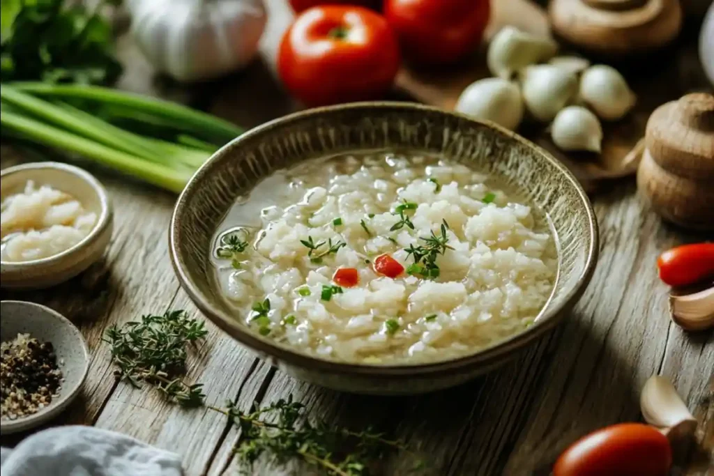 Saltfish soaking in a bowl of water with traditional Caribbean ingredients.