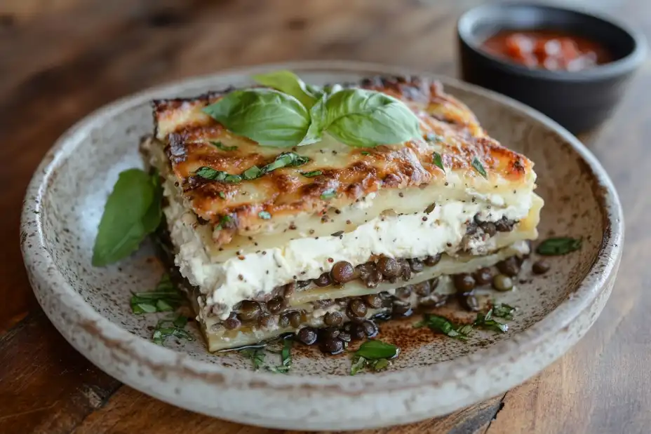 Meat-Free Lasagna with Lentils and Mushrooms