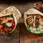 A chicken gyro wrap and a chicken pita sandwich side by side, highlighting their differences.