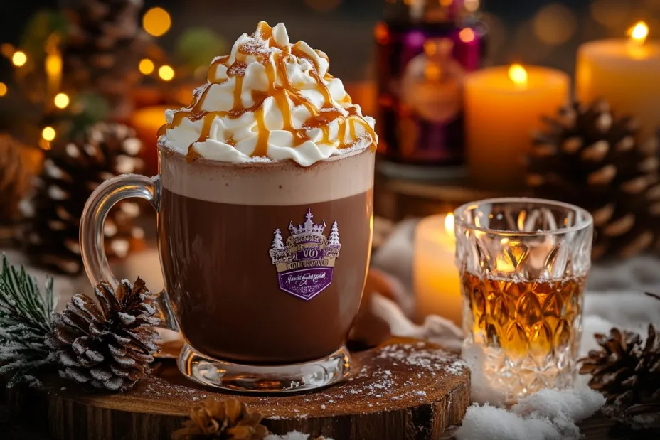 Hot chocolate with whipped cream and Crown Royal Vanilla.