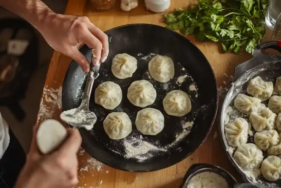 Step-by-step preparation of Caribbean dumplings, showing dough mixing, shaping, and frying.