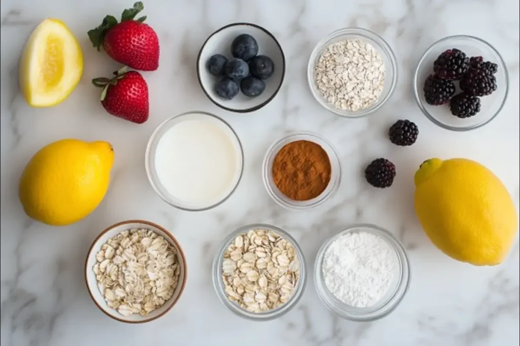 Ingredients for a gluten-free and dairy-free oatmeal recipe.