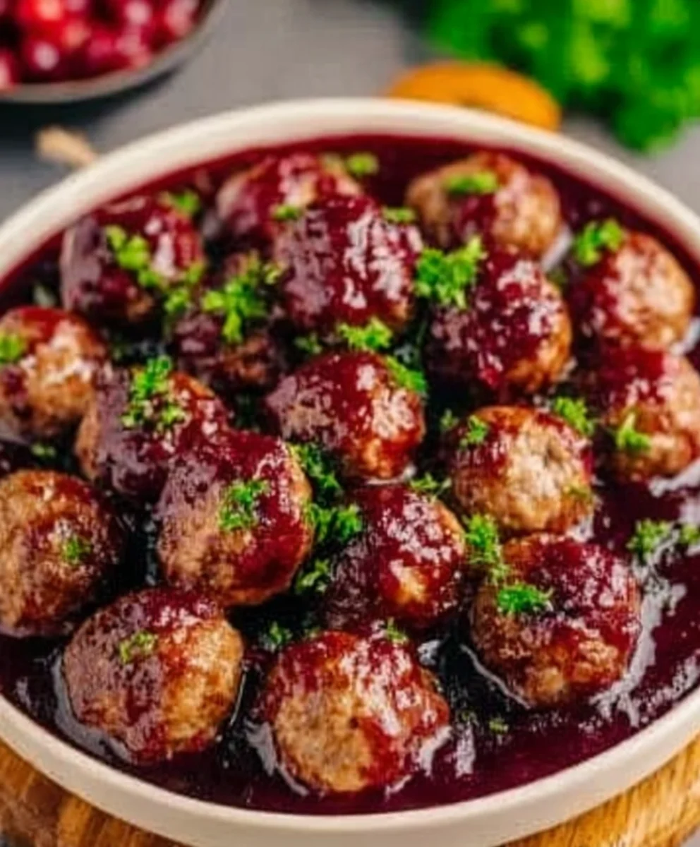 Easy Cranberry Beef Meatballs - Festive Holiday Appetizer