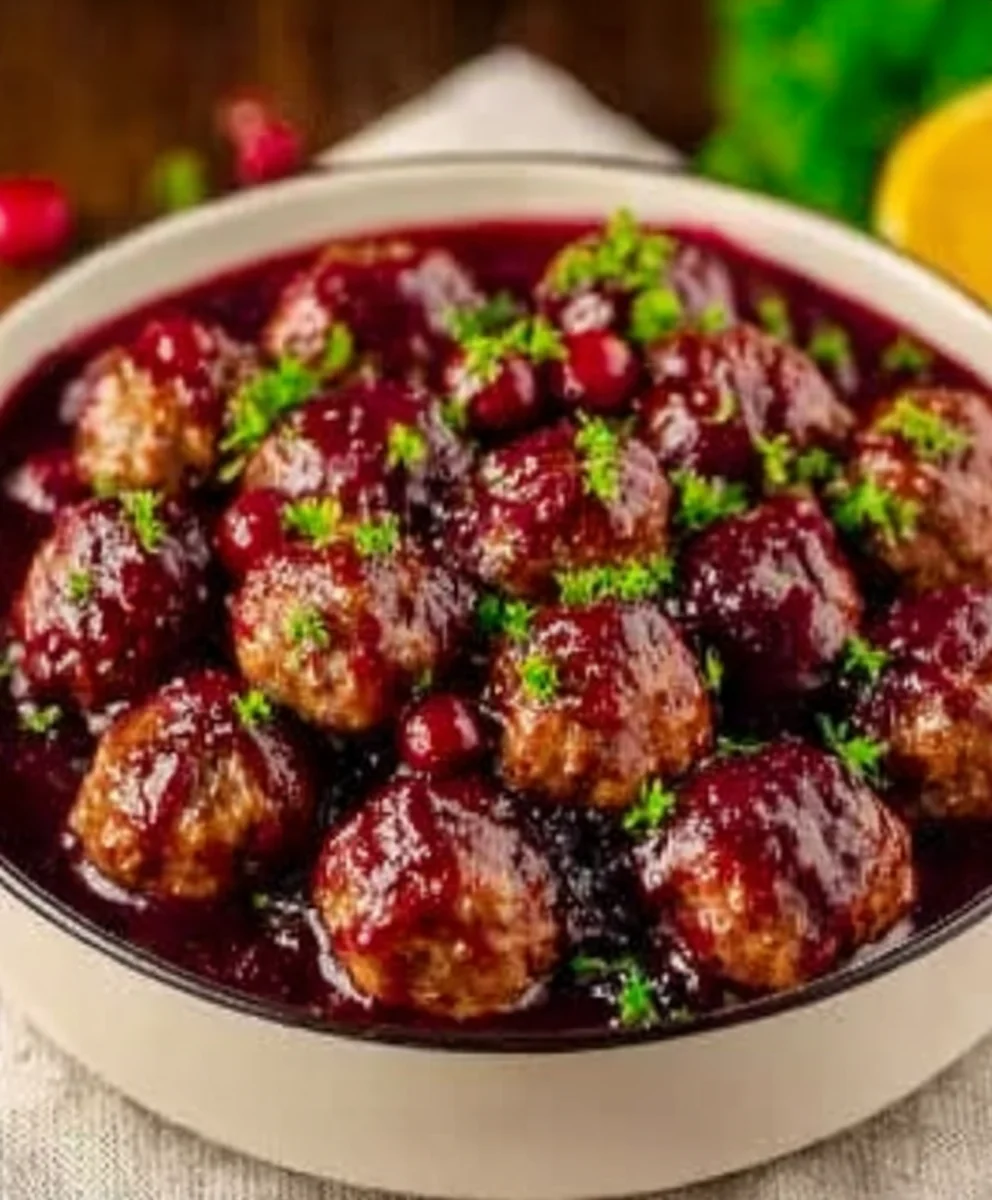 Easy Cranberry Beef Meatballs - Festive Holiday Appetizer