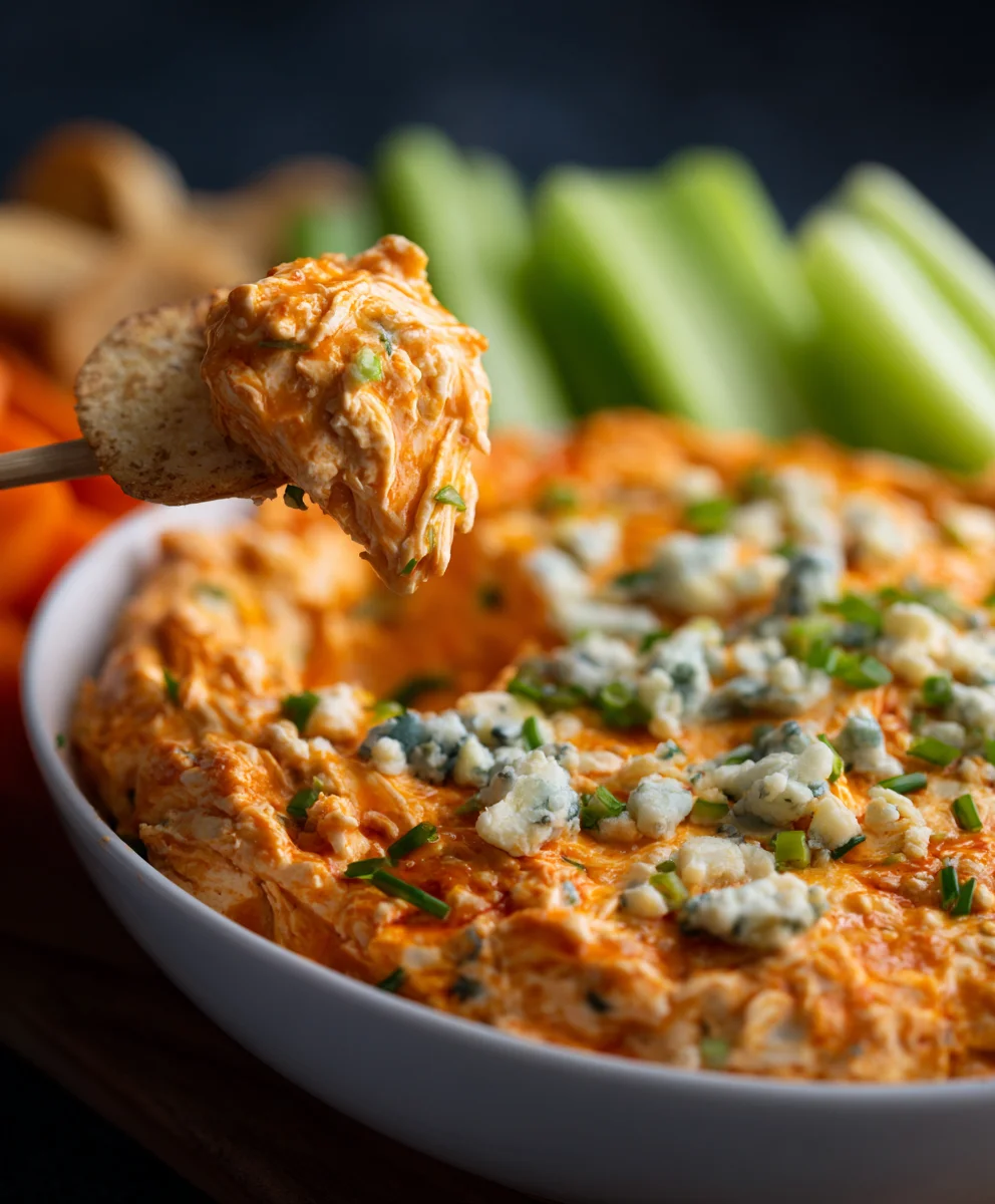 Cottage Cheese Buffalo Chicken Dip- Easy & Creamy