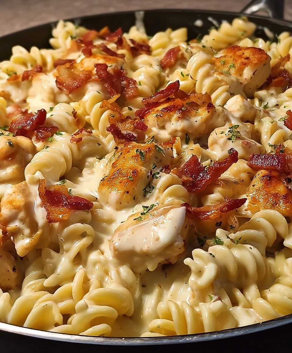 Creamy Cheesy Chicken Beef Beef Bacon Pasta
