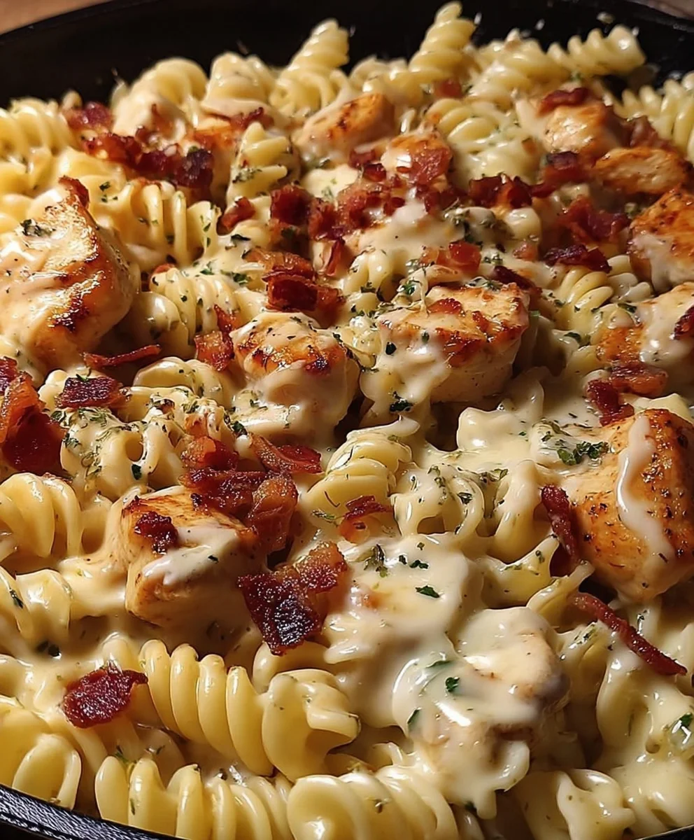 Creamy Cheesy Chicken Beef Beef Bacon Pasta