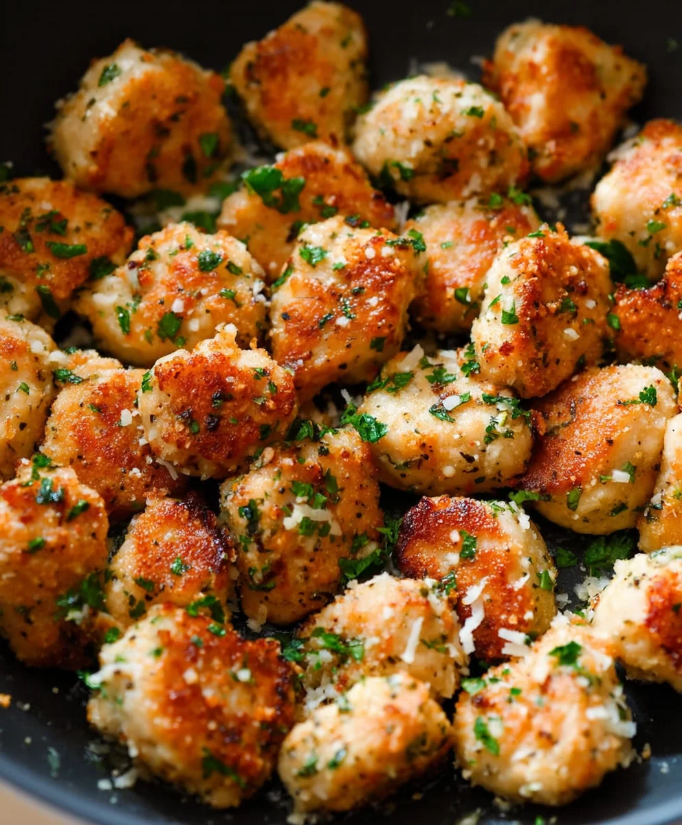 Garlic Parmesan Chicken Bites- Easy & Flavorful