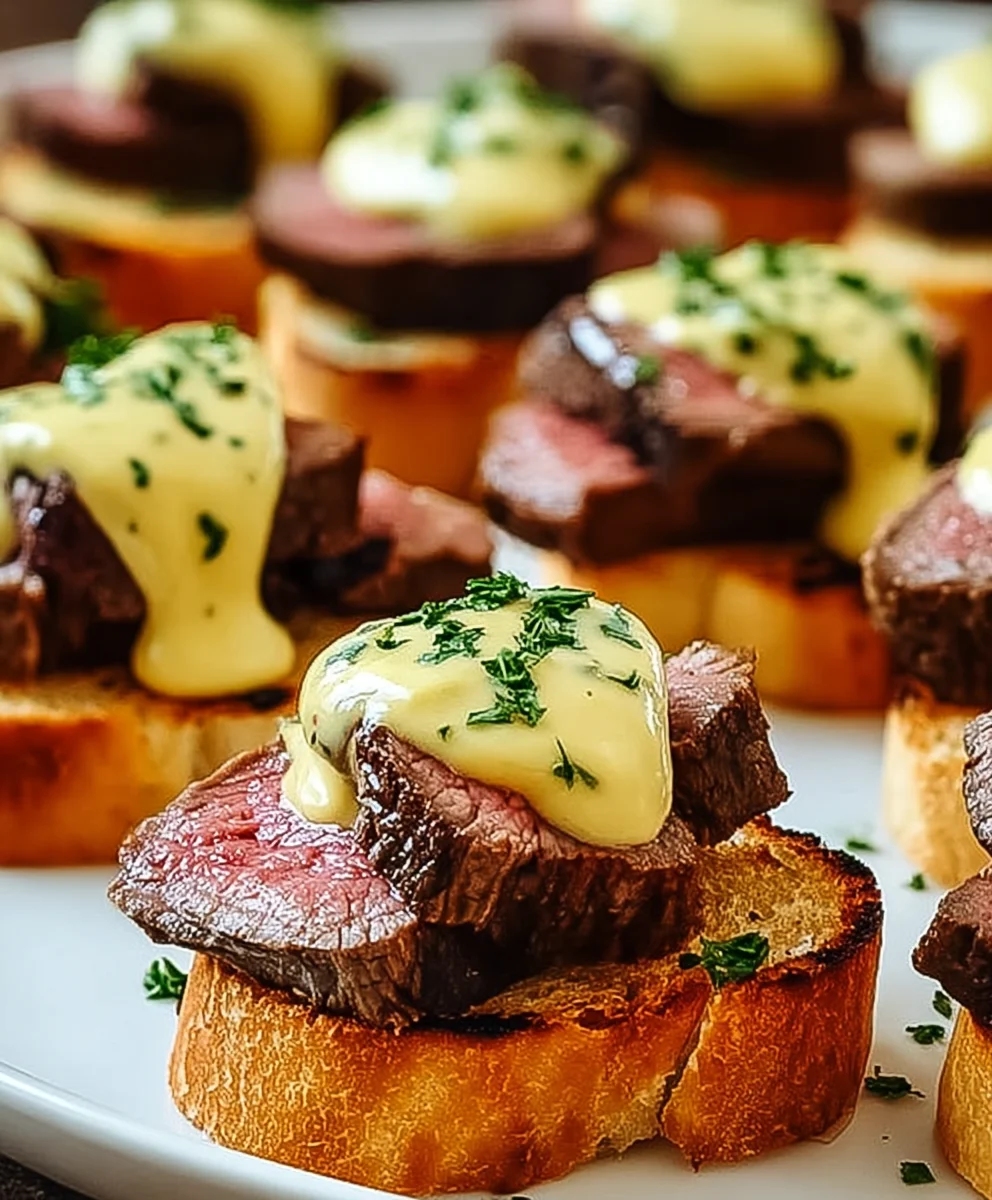 Juicy Grilled Beef Tenderloin Crostini Béarnaise