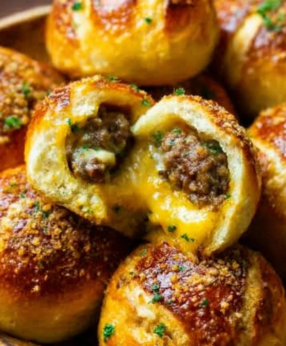 Garlic Parmesan Cheeseburger Bombs-Easy Appetizer Recipe