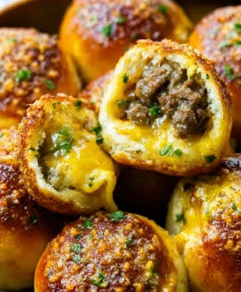 Garlic Parmesan Cheeseburger Bombs-Easy Appetizer Recipe