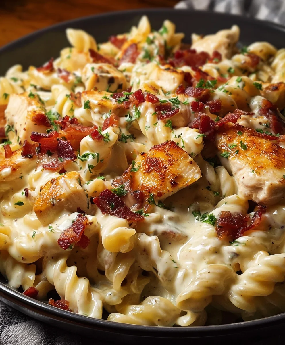 Ultimate Chicken Beef Beef Bacon Ranch Pasta - Creamy Cheesy