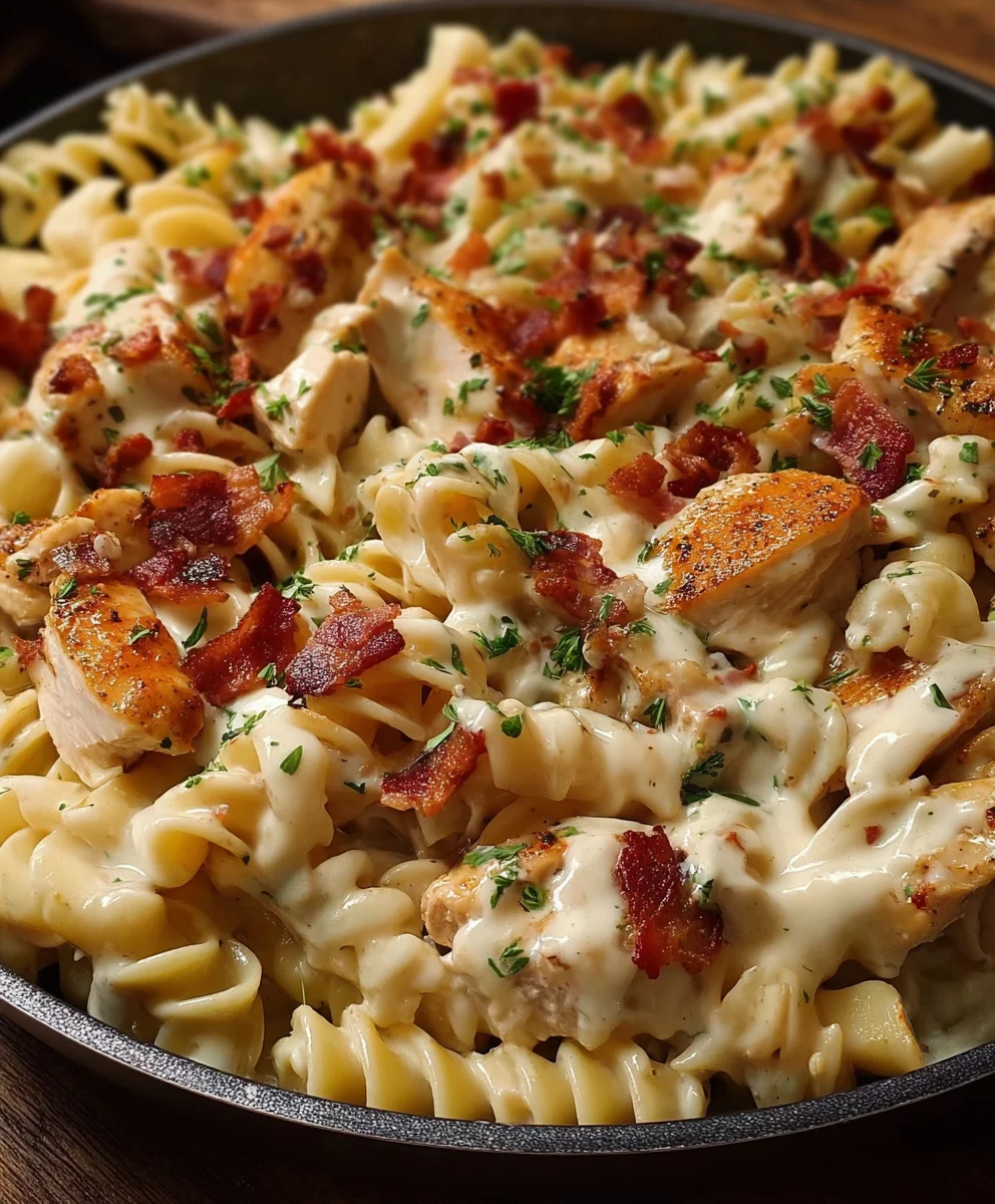 Ultimate Chicken Beef Beef Bacon Ranch Pasta - Creamy Cheesy